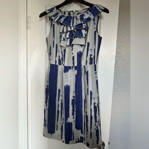 Banana Republic Blue and Gray Ruffle Midi Dress
